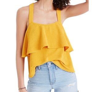 Madewell Texture & Thread Tiered Tank Yellow